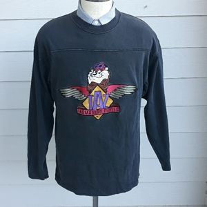 TAZ WARNER BROS‎ Acme Clothing Embroidered Cotton Long Sleeve Shirt Sz L VTG 90s